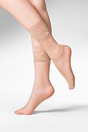 Sheer ankle socks, wide lace edge